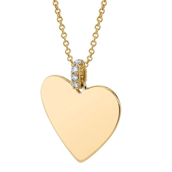 14 Kt Gold Heart Pendant with Diamond Bale Charm - Picture 4 of 6